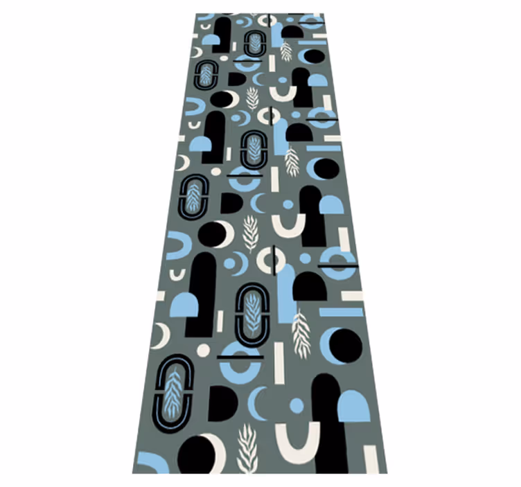 Geometric vinyl rug with abstract shape design - TenStickers