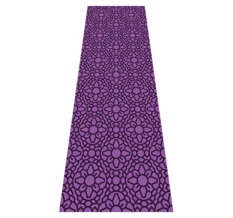 Geometric vinyl rug with purple circle flowers - TenStickers