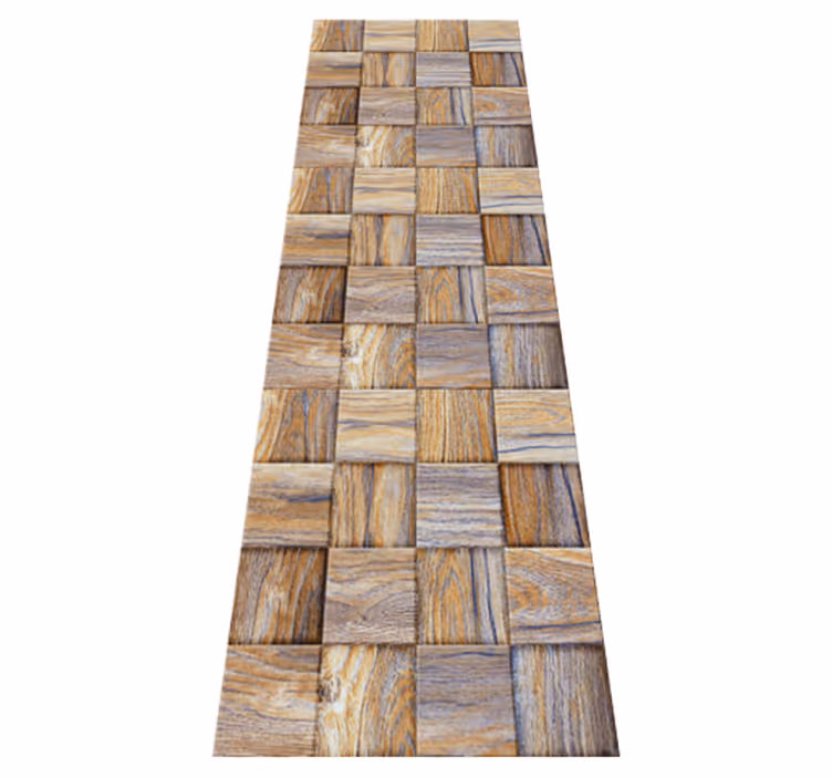 Geometric vinyl rug 80's wood effect mosaic - TenStickers