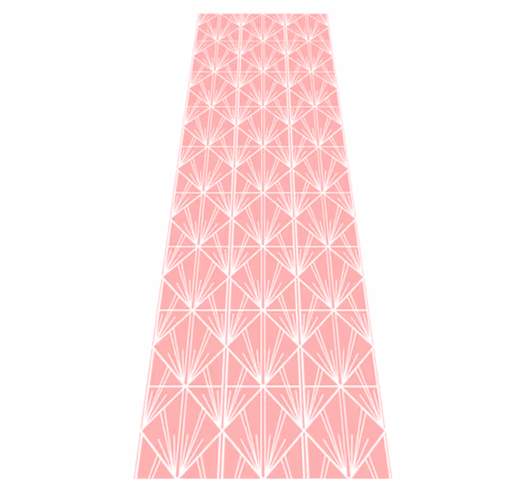 Geometric vinyl rug in modern pink and white design - TenStickers