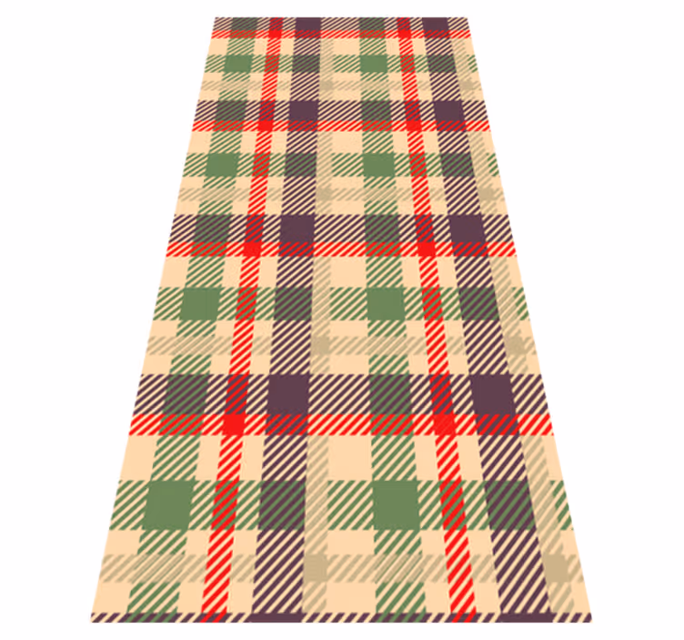 Christmas vinyl rug in red and green tartan - TenStickers