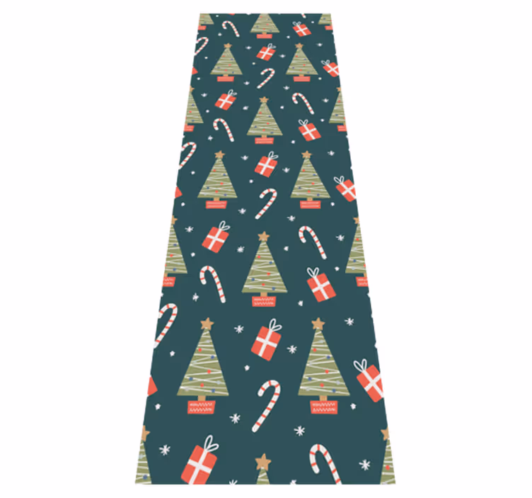 Christmas vinyl rug with vibrant trees and gifts - TenStickers