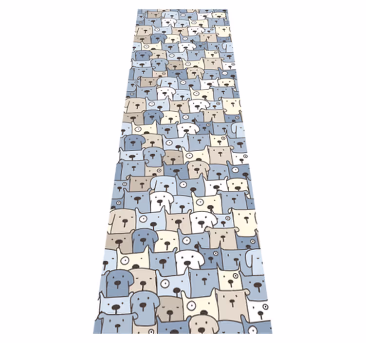 Bedroom vinyl rug featuring gray dog sketches - TenStickers