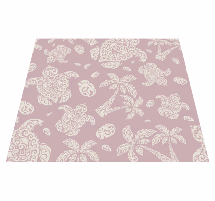 Bedroom vinyl rug with hawaiian turtle and palm design - TenStickers