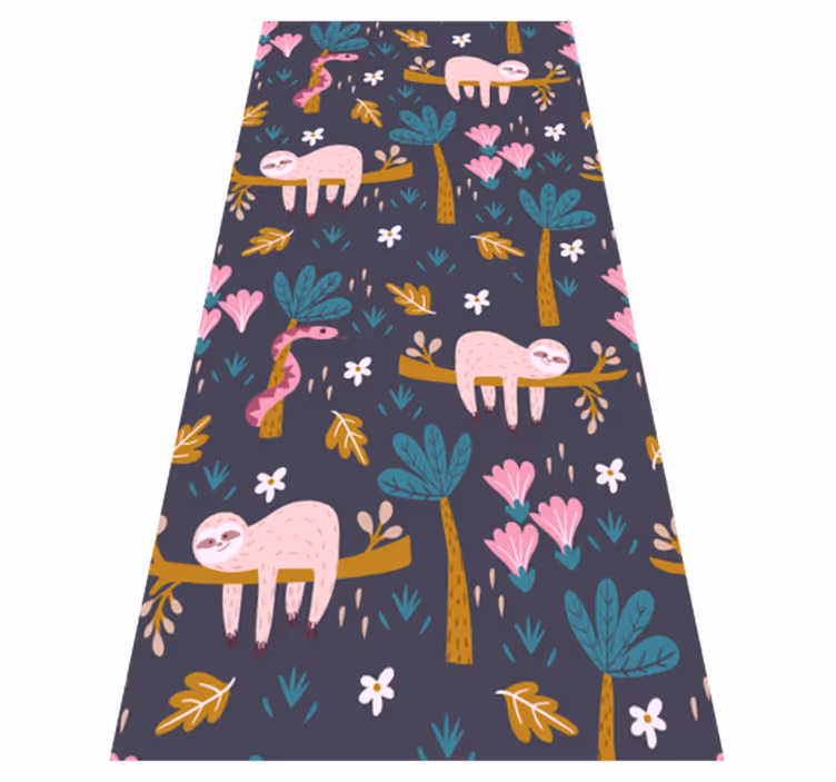 Sloth and leaves bedroom vinyl rug - TenStickers