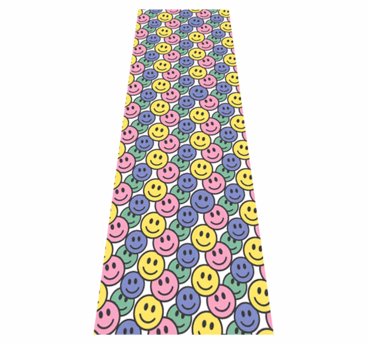 Bedroom vinyl rug with colorful pastel smiley faces - TenStickers