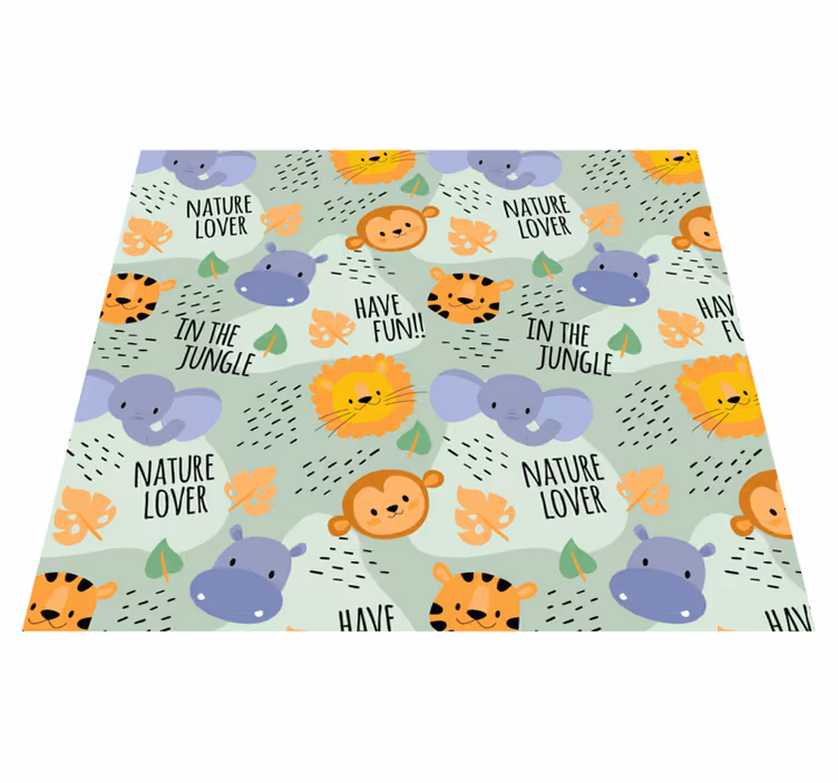 Kids vinyl rug with green jungle animals - TenStickers