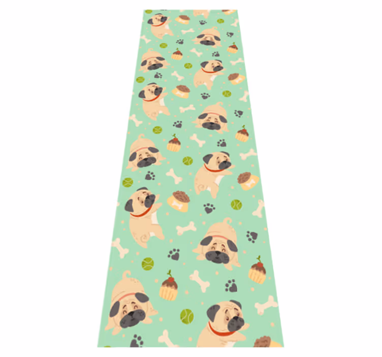 Fat bulldog with a bone bedroom vinyl rug - TenStickers