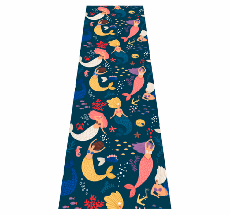 Bedroom vinyl rug in dark blue mermaid design - TenStickers