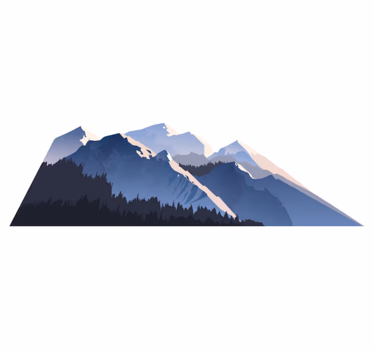 Nature vinyl rug grey forest mountains sun - TenStickers