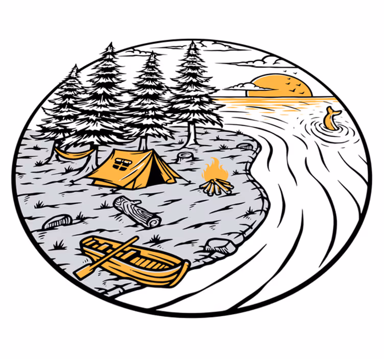 Nature vinyl rug motorhome yellow landscape emblem - TenStickers