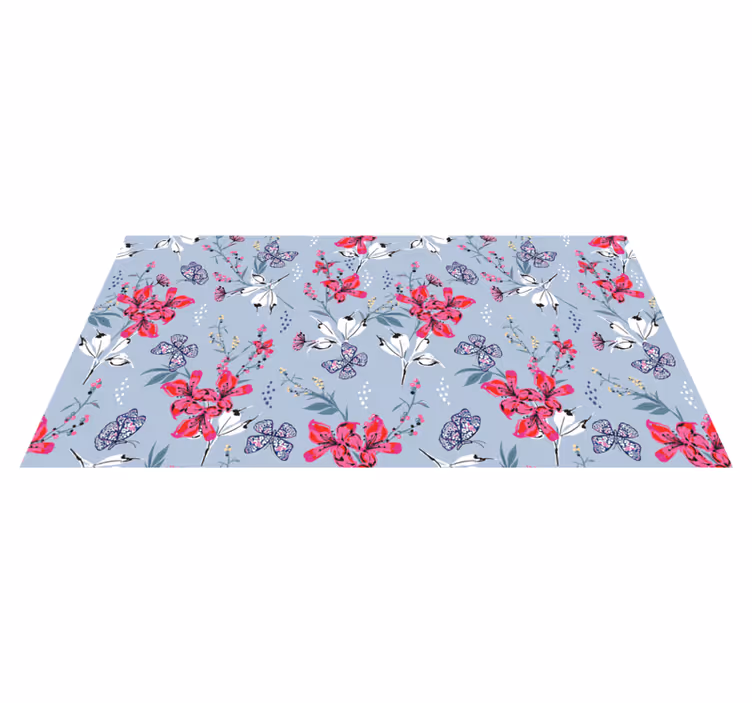 Nature vinyl rug floral butterfly design - TenStickers