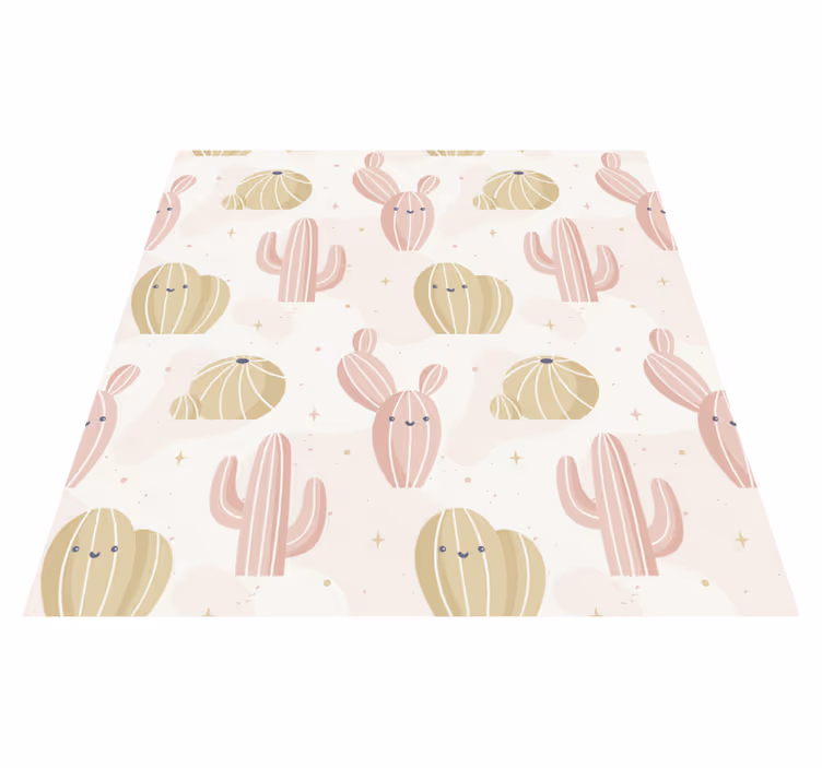 Nature vinyl rug cute cactus design - TenStickers