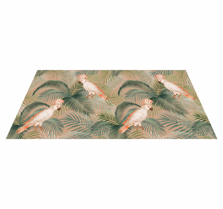 Nature vinyl rug tropical parrots and palms - TenStickers