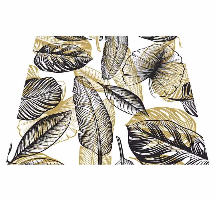 Floral vinyl rug elegant tropical plants - TenStickers