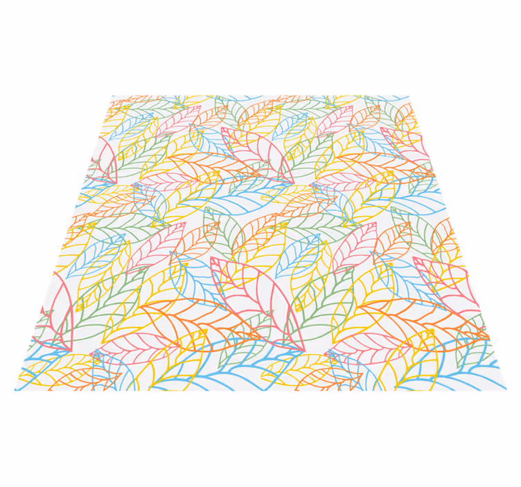Floral vinyl rug with cute colorful neon leaves design - TenStickers