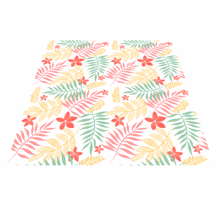 Floral vinyl rug with neon leaf pattern - TenStickers