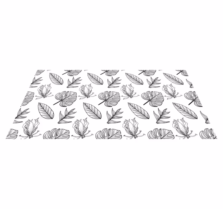 Floral vinyl rug in solid tropical leaves - TenStickers