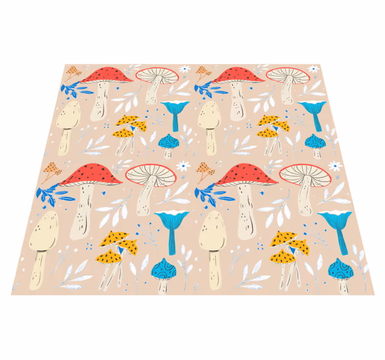 Floral vinyl rug with classic beige mushroom design - TenStickers