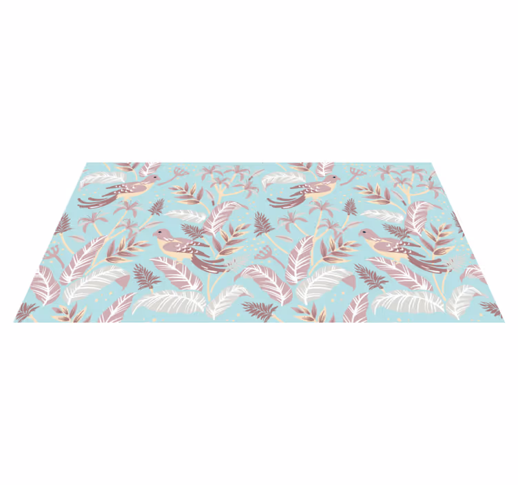 Floral vinyl rug in blue and pink floral pattern - TenStickers