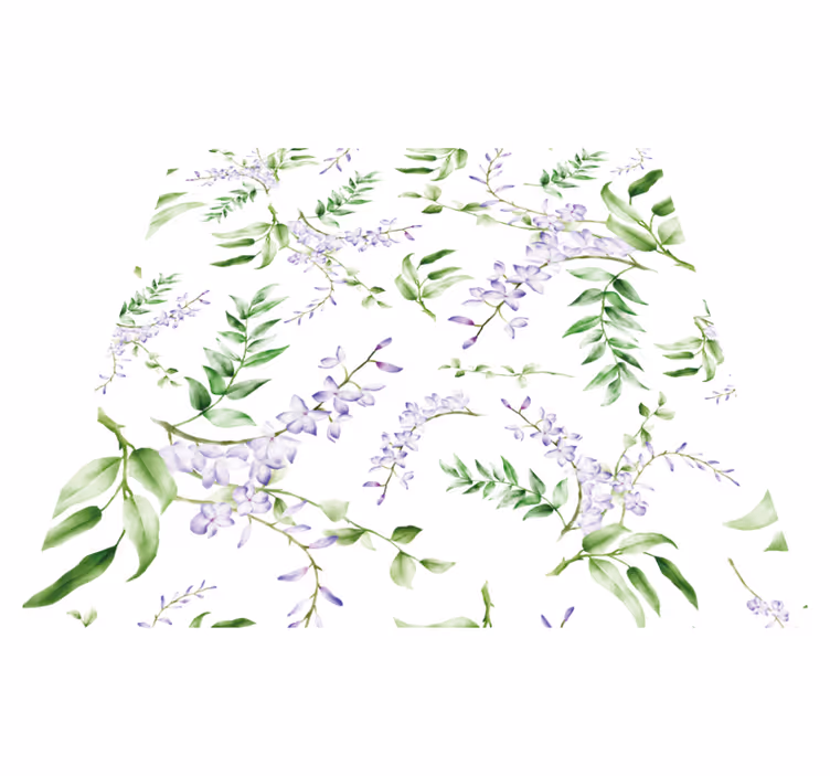 Floral vinyl rug with lavender window motif - TenStickers