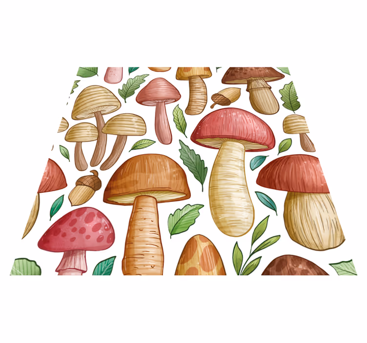 Floral vinyl rug with vibrant mushroom design - TenStickers