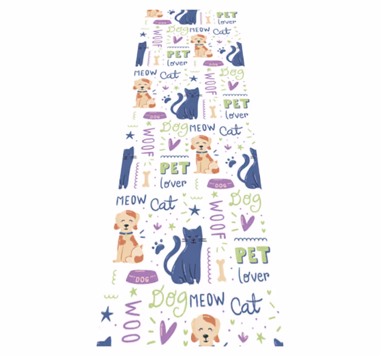 Bedroom vinyl rug featuring vibrant dog doodles - TenStickers