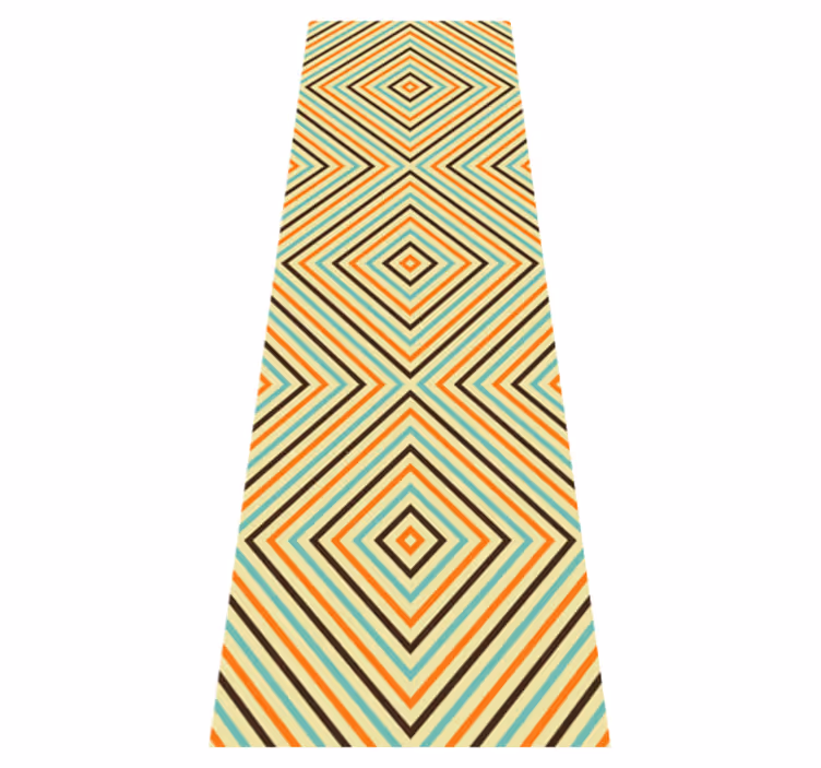 Bedroom vinyl rug with vintage orange and blue design - TenStickers