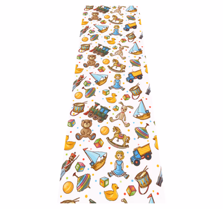 Bedroom vinyl rug with cute wooden toys and teddy bear - TenStickers