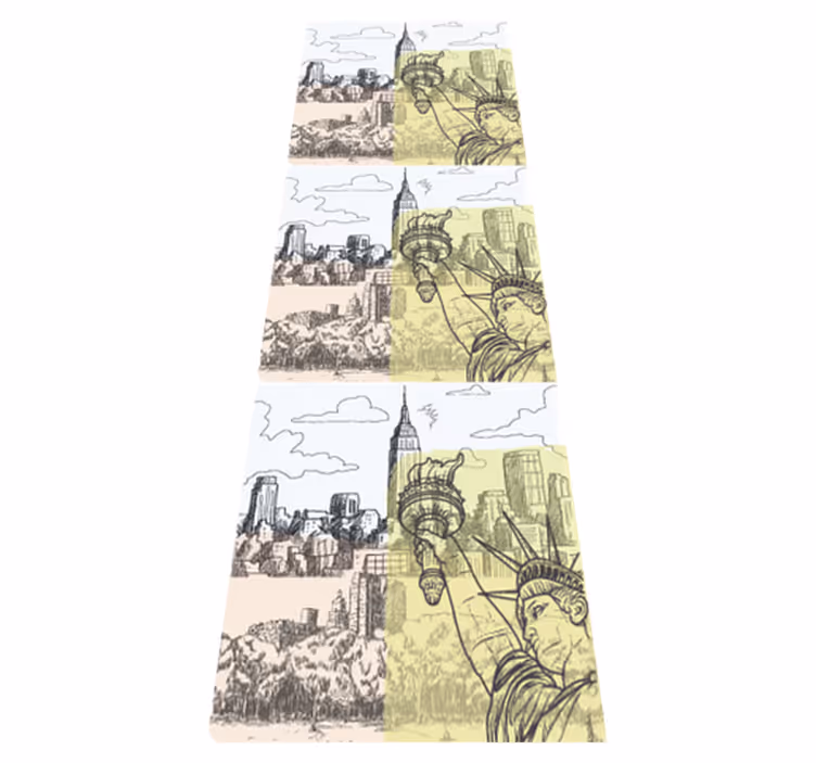 Bedroom vinyl rug vintage old-school nyc collage - TenStickers