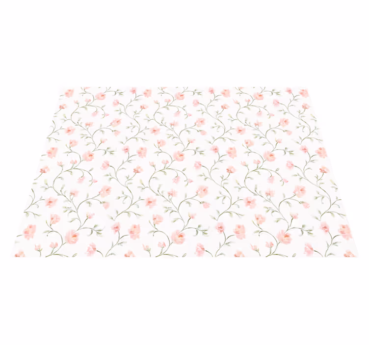 Botanical pink flower bedroom vinyl rug - TenStickers