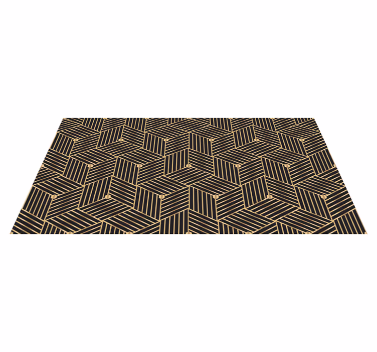 Geometric vinyl rug in golden geometric design - TenStickers