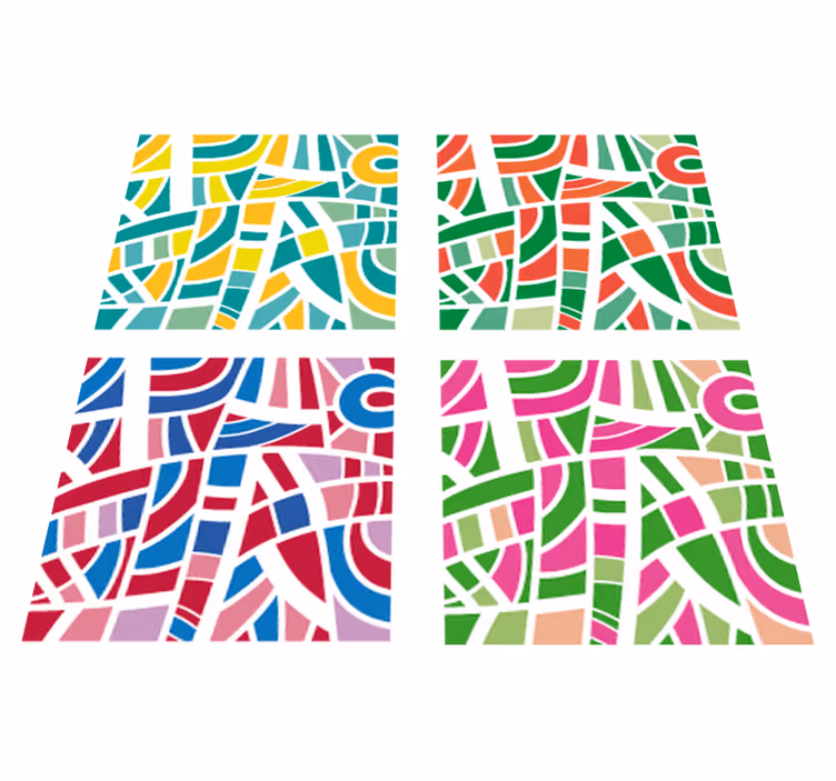 Multicolor tile geometric vinyl rug - TenStickers