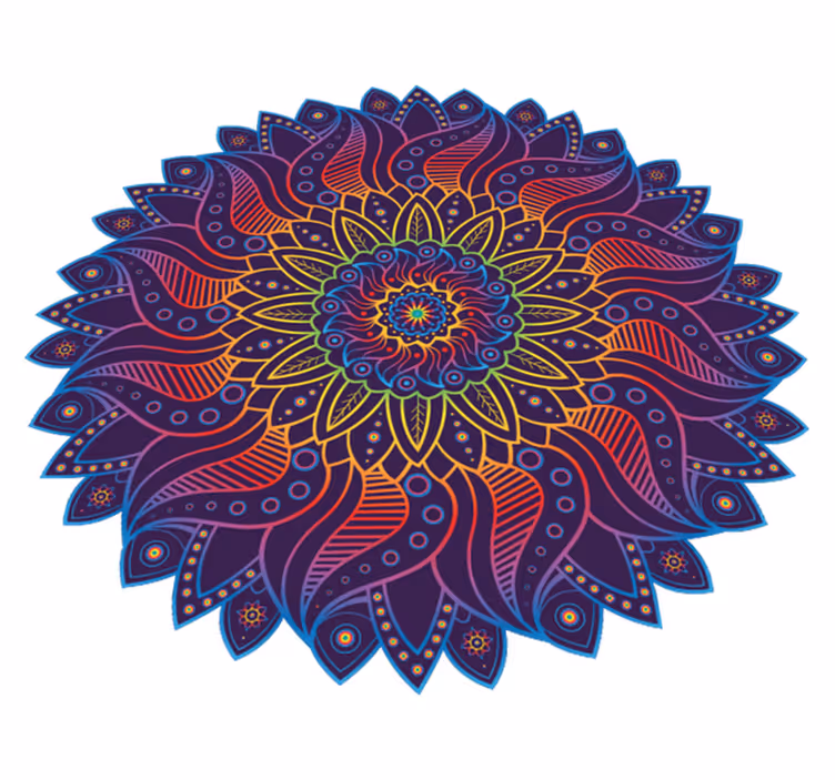 Geometric vinyl rug in rainbow mandala design - TenStickers