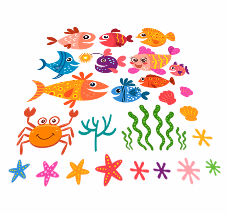 Kids vinyl rug colorful baby fishes design - TenStickers
