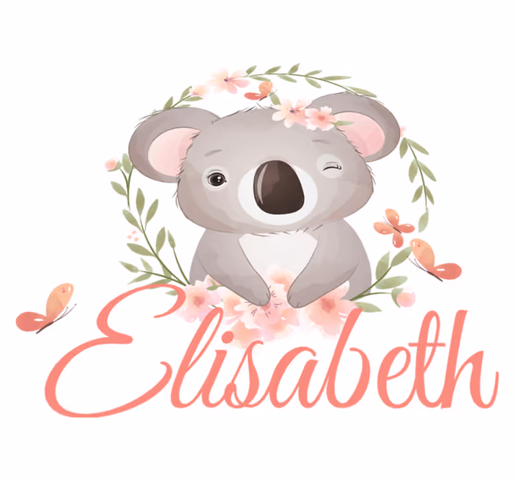 Kids vinyl rug cute koala animal with name - TenStickers