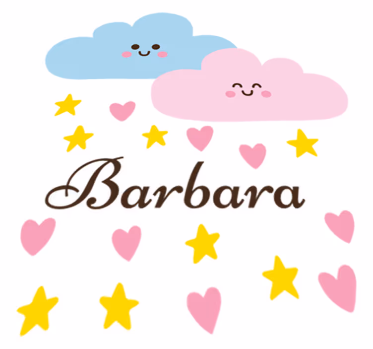 Kids vinyl rug blue and pink cloud with name - TenStickers