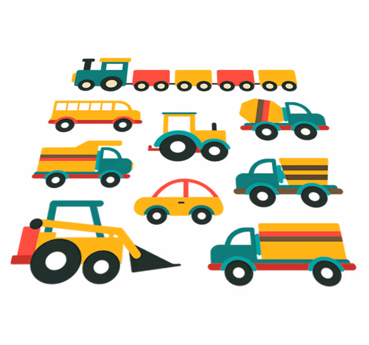 Kids vinyl rug colorful vehicles design - TenStickers