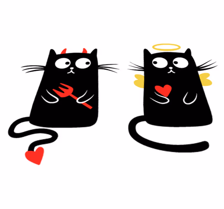 Kids vinyl rug featuring good and bad cat design - TenStickers