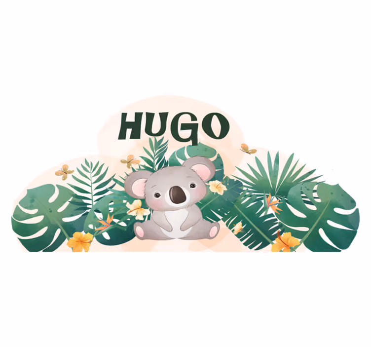 Kids vinyl rug cute koala with name for boy - TenStickers