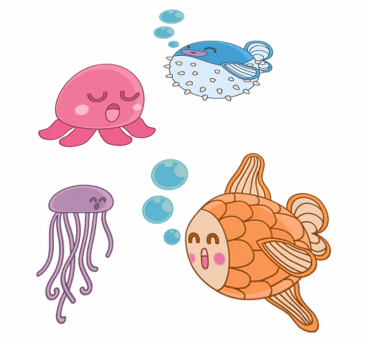Kids vinyl rug fish illustration sticker - TenStickers