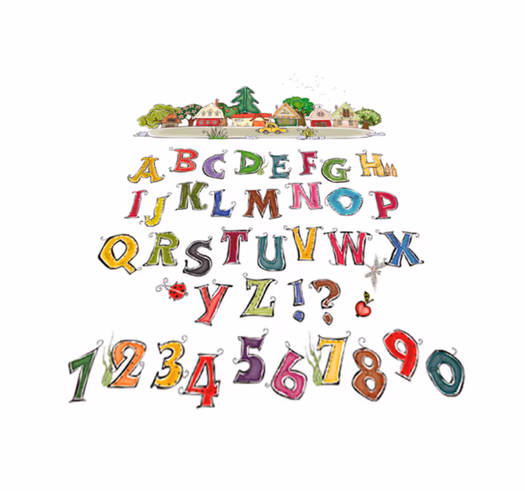 Kids vinyl rug colorful letters and numbers - TenStickers