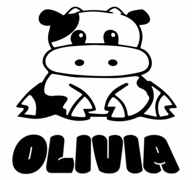 Kids vinyl rug black and white cow with name - TenStickers