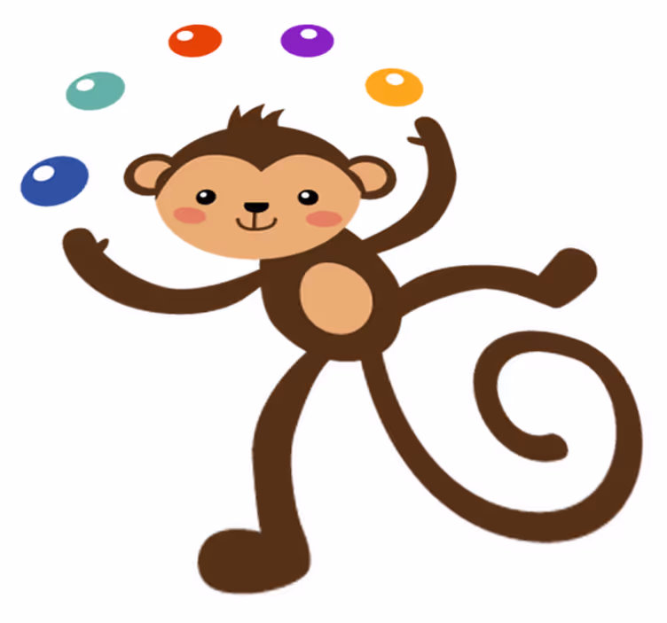 Kids vinyl rug juggling monkey design - TenStickers