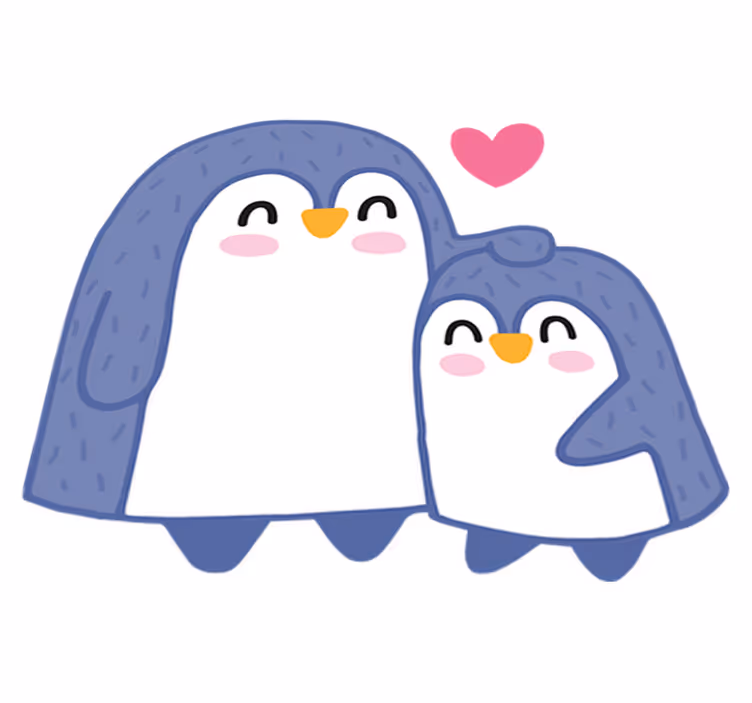 Kids vinyl rug mum and baby penguin - TenStickers