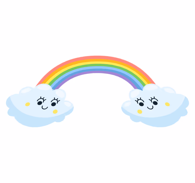 Kids vinyl rug with cute clouds and rainbow faces - TenStickers
