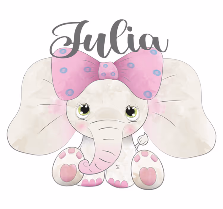 Kids vinyl rug featuring elephant and baby name - TenStickers