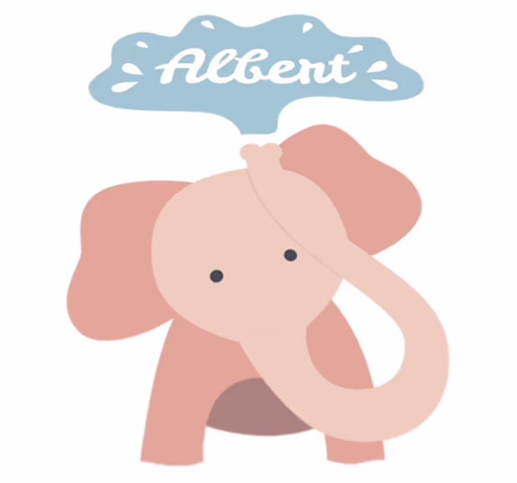 Kids vinyl rug with personalized baby elephant - TenStickers