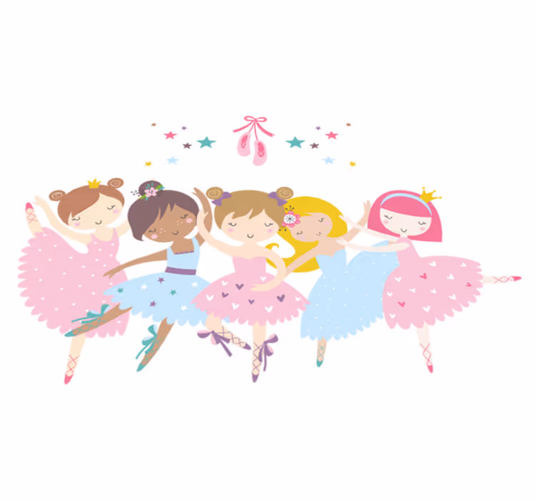 Kids vinyl rug with colorful ballet stars illustration - TenStickers