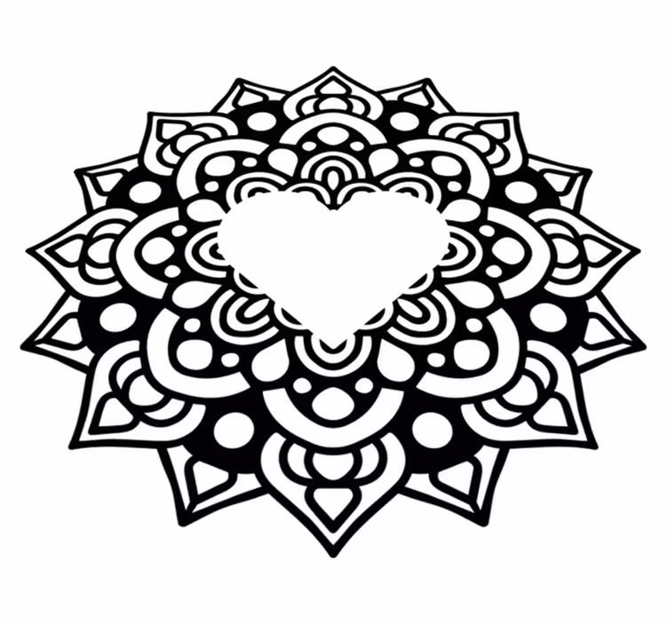 Bedroom vinyl rug with heart-shaped mandala design - TenStickers